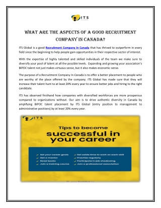 What are the aspects of a good Recruitment Company In Canada