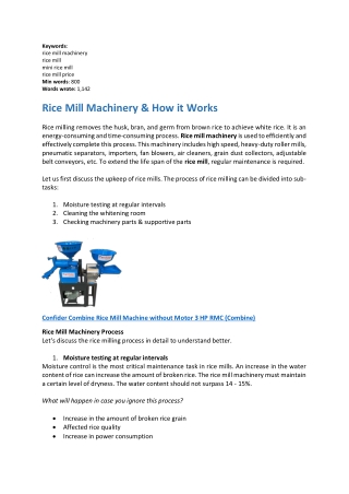 Rice Mill Machinery & How it Works
