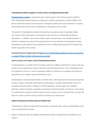 Cholesteatoma Market Insights on Trends, Drivers and Opportunities by 2027