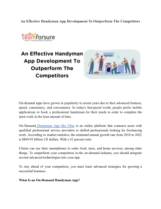 An Effective Handyman App Development To Outperform The Competitors