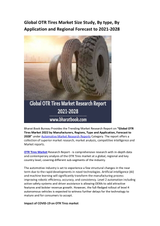 Global OTR Tires Market Research Report 2021-2028