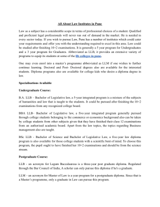 All About Law Institutes in Pune
