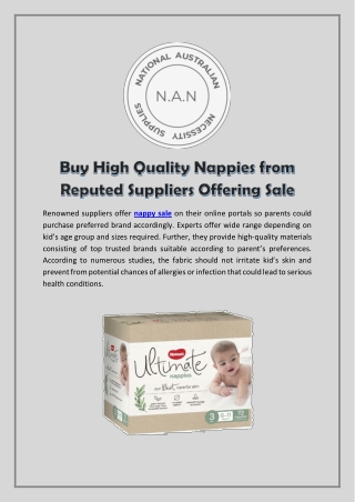 Buy High Quality Nappies from Reputed Suppliers Offering Sale