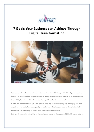 7 Goals Your Business can Achieve Through Digital Transformation