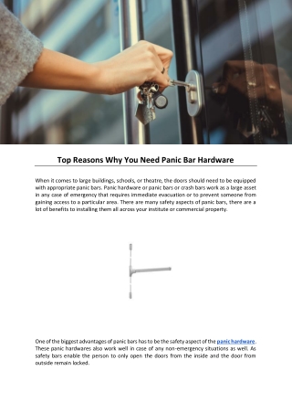 Top Reasons Why You Need Panic Bar Hardware