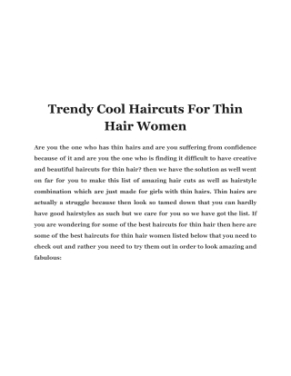 Trendy Cool Haircuts For Thin Hair Women