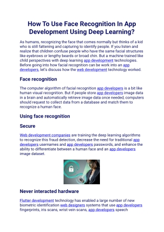 How To Use Face Recognition In App Development Using Deep Learning