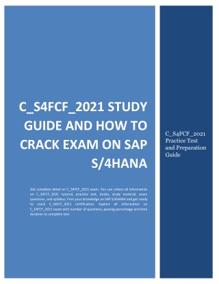 C_S4FCF_2021 Study Guide and How to Crack Exam on SAP S4HANA