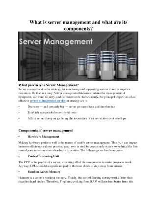 What is server management and what are its components