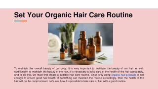 Set Your Organic Hair Care Routine