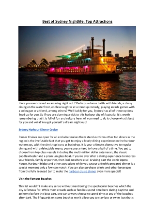 Best of Sydney Nightlife: Top Attractions