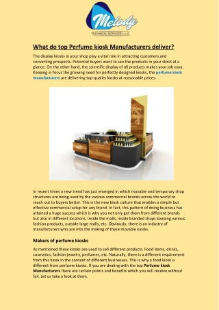 What do top Perfume kiosk Manufacturers deliver?