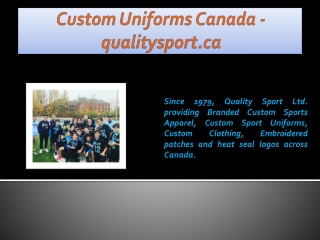 Custom Uniforms Canada - qualitysport.ca