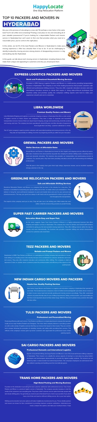 Top 10 Packers and Movers in Hyderabad.