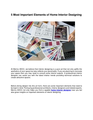 5 Most Important Elements of Home Interior Designing