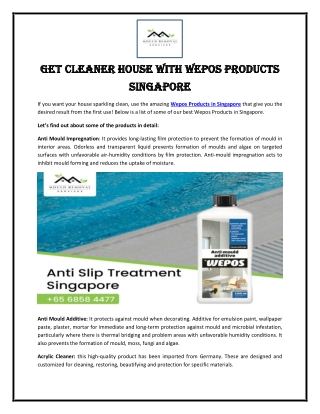 Get cleaner house with Wepos Products Singapore