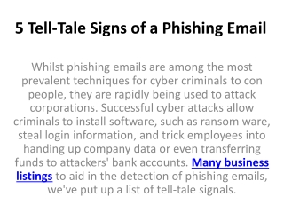 5 Tell-Tale Signs of a Phishing Email