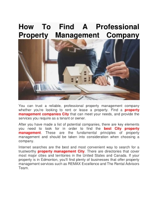 How To Find A Professional Property Management Company