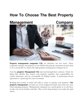 How To Choose The Best Property Management Company