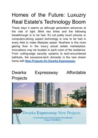 Homes of the Future On Dwarka Expressway_ Luxury Real Estate's