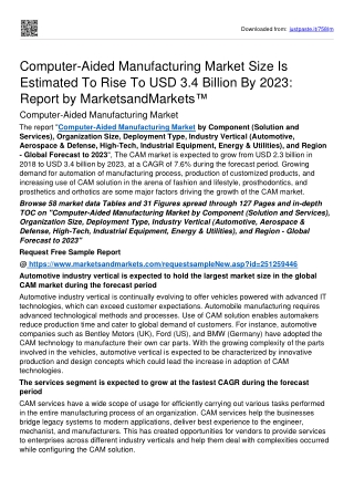 Computer-Aided Manufacturing Market worth USD 3.4 billion by 2023 - MnM