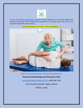 Advanced Chiropractic Care Center | Panoramahillsphysio.ca