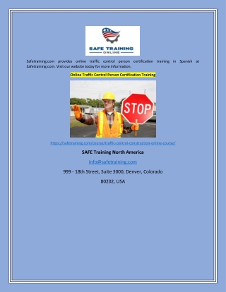 Online Traffic Control Person Certification Training