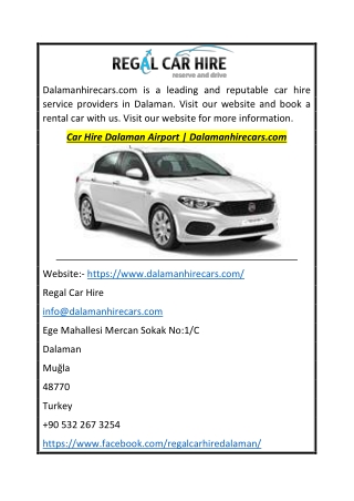 Car Hire Dalaman Airport | Dalamanhirecars.com