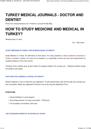 TURKEY MEDICAL JOURNALS – DOCTOR AND DENTIST