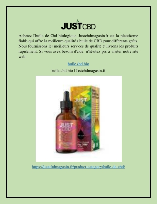 huile cbd bio Justcbdmagasin.fr