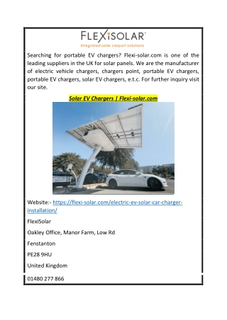 Solar EV Chargers | Flexi-solar.com
