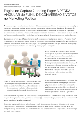 Página de Captura Landing Page A PEDRA ANGULAR do FUNIL DE CONVERSÃO E VOTOS no Marketing Político