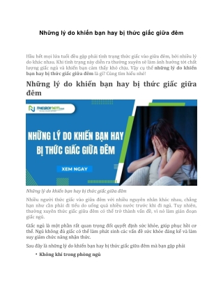 Những lý do khiến bạn hay bị thức giấc giữa đêm
