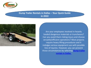 Dump Trailer Rentals in Dallas – Your Quick Guide in 2022