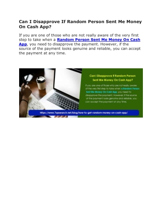 Can I Disapprove If Random Person Sent Me Money On Cash App?