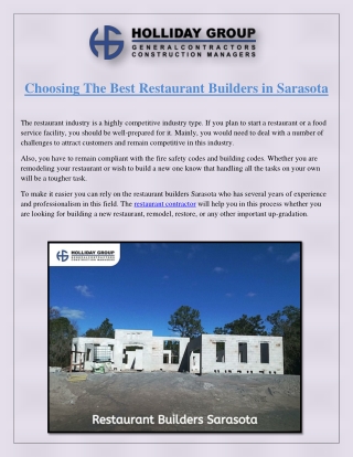 Choosing The Best Restaurant Builders in Sarasota