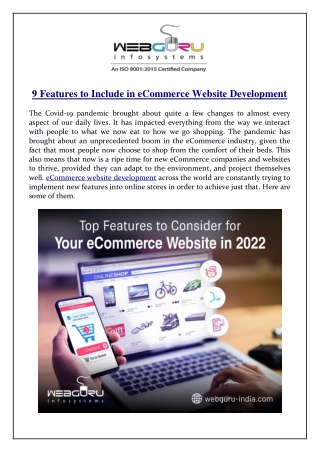 9 Features to Include in eCommerce Website Development