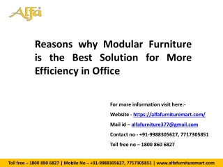 Reasons why Modular Furniture is the Best Solution for More Efficiency in Office