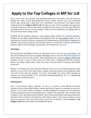 Apply to the Top Colleges in MP for LLB