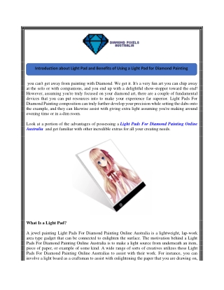Introduction about Light Pad and Benefits of Using a Light Pad for Diamond Paint