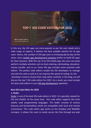 Top 7  iOS Code Editor for 2022