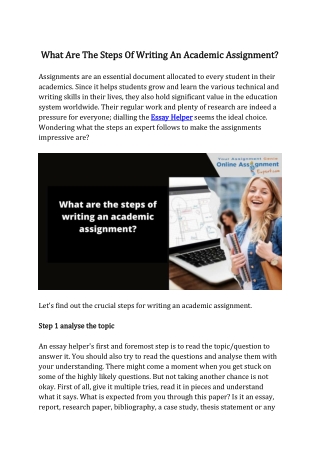 What Are The Steps Of Writing An Academic Assignment