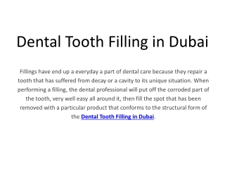 Best Dental Tooth Filling in Dubai