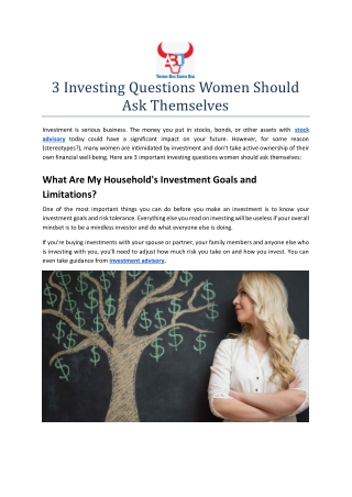 3 Investing Questions Women Should Ask Themselves