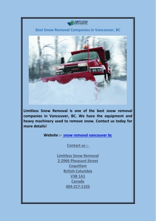 Best Snow Removal Companies in Vancouver, BC