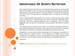 Importance Of Sports Nutrition