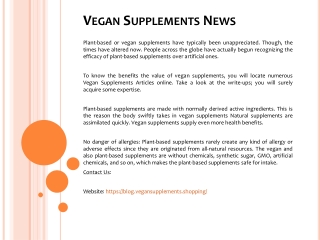 Vegan Supplements News