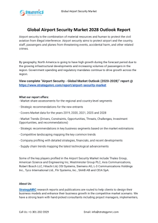 2021 Airport Security Industry Global Analysis Report