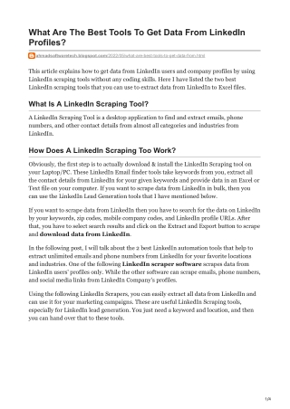 What Are The Best Tools To Get Data From LinkedIn Profiles