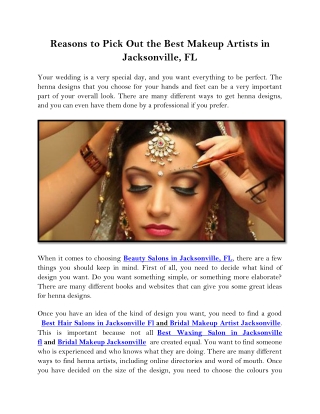 Reasons to Pick Out the Best Makeup Artists in Jacksonville, FL